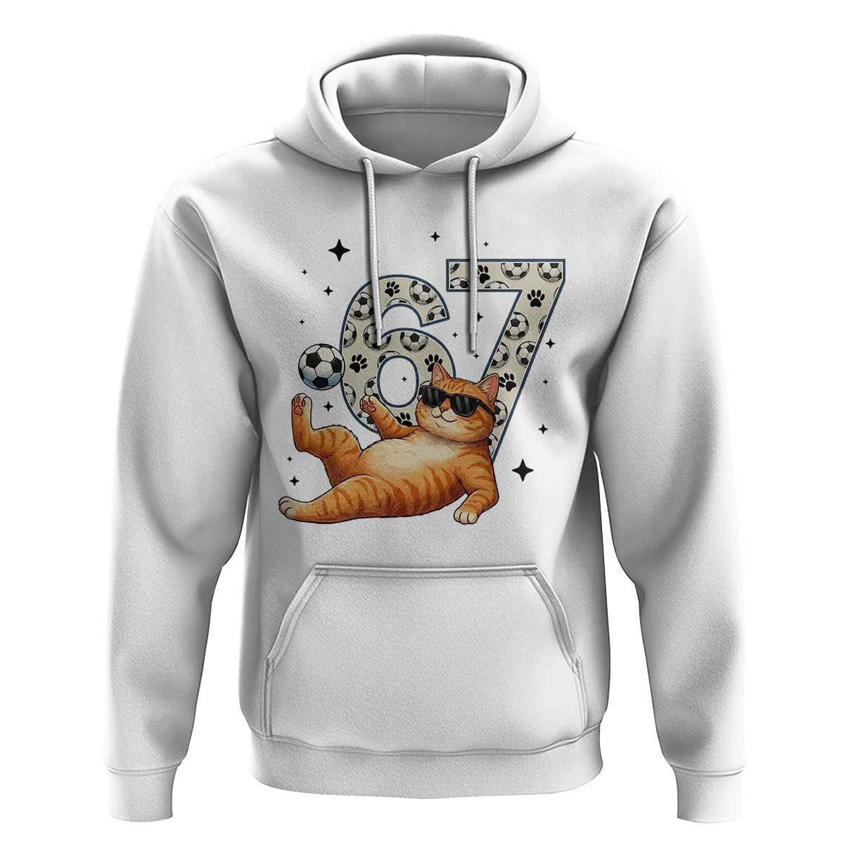 Funny Cat Playing Soccer Hoodie Six Seven Meme