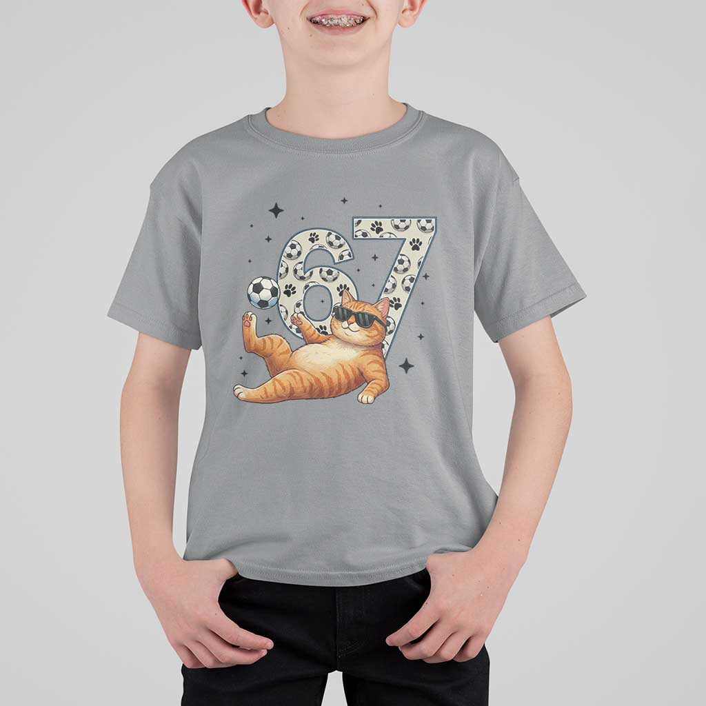 Funny Cat Playing Soccer T Shirt For Kid Six Seven Meme