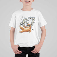 Funny Cat Playing Soccer T Shirt For Kid Six Seven Meme