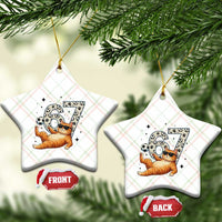 Funny Cat Playing Soccer Ceramic Ornament Six Seven Meme