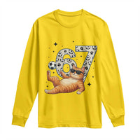 Funny Cat Playing Soccer Long Sleeve Shirt Six Seven Meme