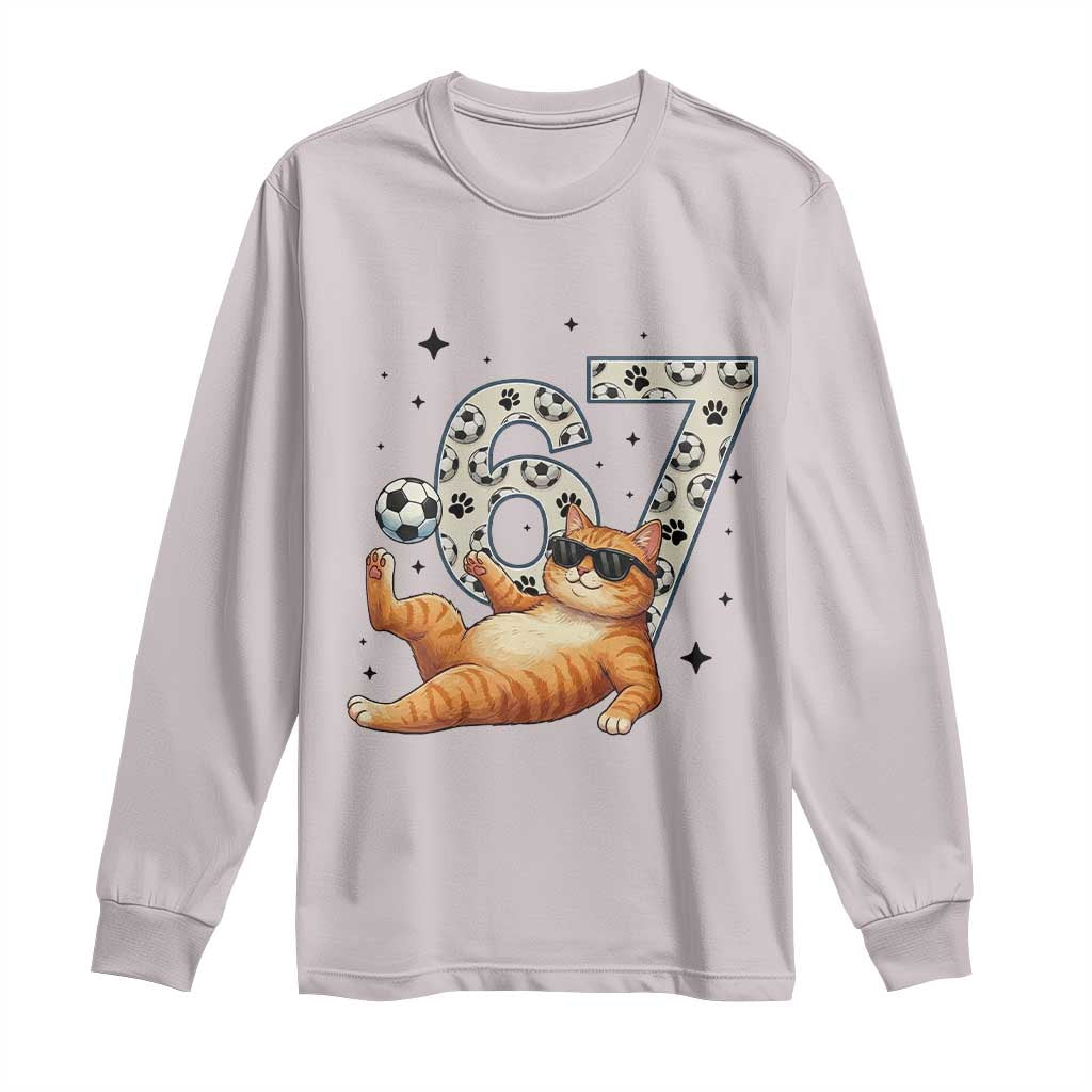Funny Cat Playing Soccer Long Sleeve Shirt Six Seven Meme