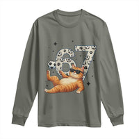 Funny Cat Playing Soccer Long Sleeve Shirt Six Seven Meme