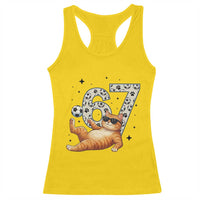 Funny Cat Playing Soccer Racerback Tank Top Six Seven Meme
