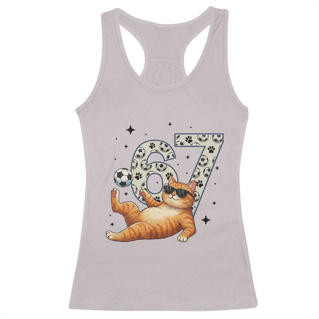 Funny Cat Playing Soccer Racerback Tank Top Six Seven Meme