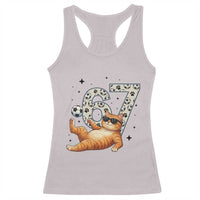Funny Cat Playing Soccer Racerback Tank Top Six Seven Meme