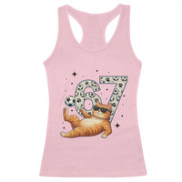 Funny Cat Playing Soccer Racerback Tank Top Six Seven Meme