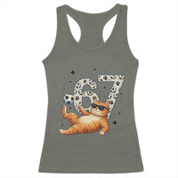 Funny Cat Playing Soccer Racerback Tank Top Six Seven Meme