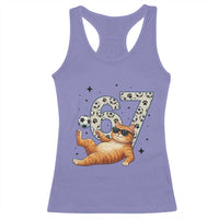Funny Cat Playing Soccer Racerback Tank Top Six Seven Meme