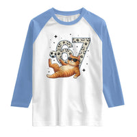 Funny Cat Playing Soccer Raglan Shirt Six Seven Meme