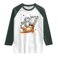 Funny Cat Playing Soccer Raglan Shirt Six Seven Meme