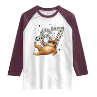Funny Cat Playing Soccer Raglan Shirt Six Seven Meme