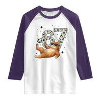 Funny Cat Playing Soccer Raglan Shirt Six Seven Meme