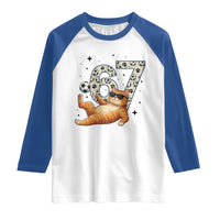 Funny Cat Playing Soccer Raglan Shirt Six Seven Meme