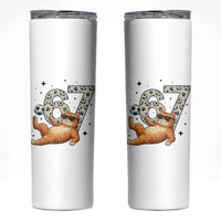 Funny Cat Playing Soccer Skinny Tumbler Six Seven Meme