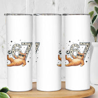 Funny Cat Playing Soccer Skinny Tumbler Six Seven Meme
