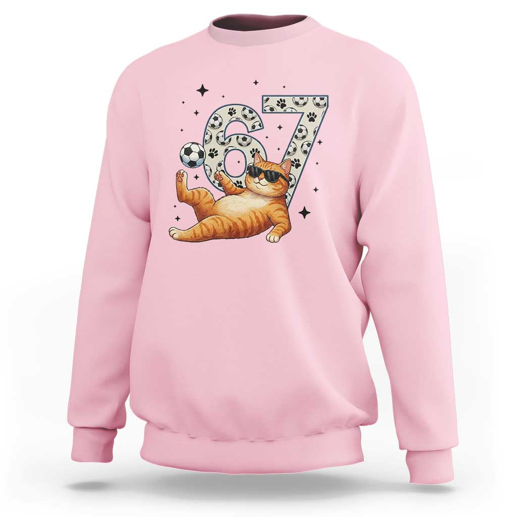 Funny Cat Playing Soccer Sweatshirt Six Seven Meme