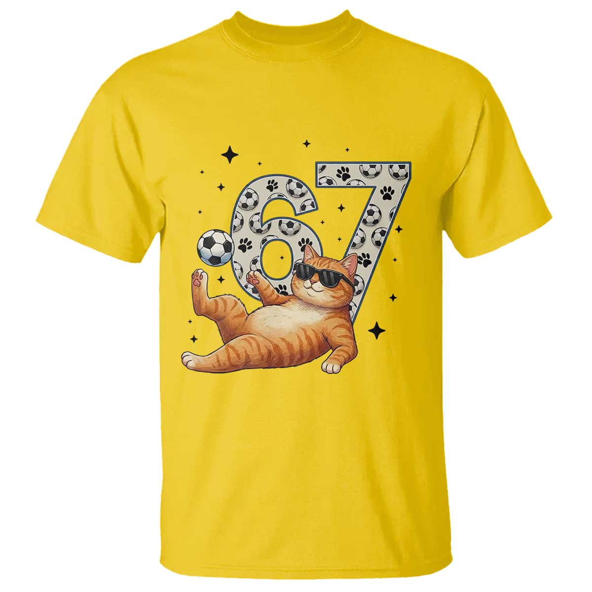 Funny Cat Playing Soccer T Shirt Six Seven Meme