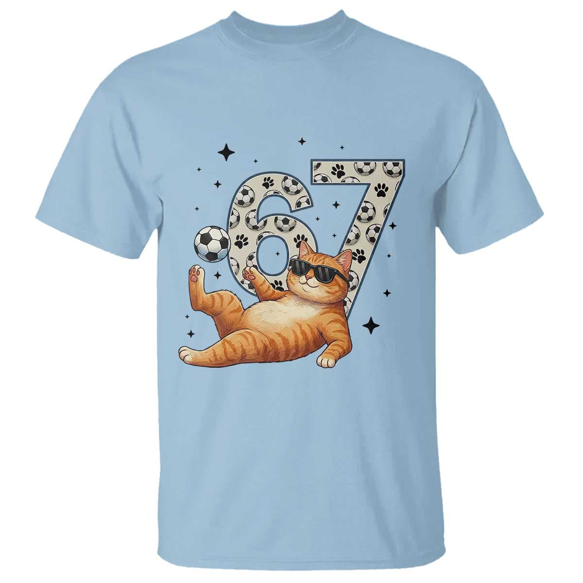 Funny Cat Playing Soccer T Shirt Six Seven Meme