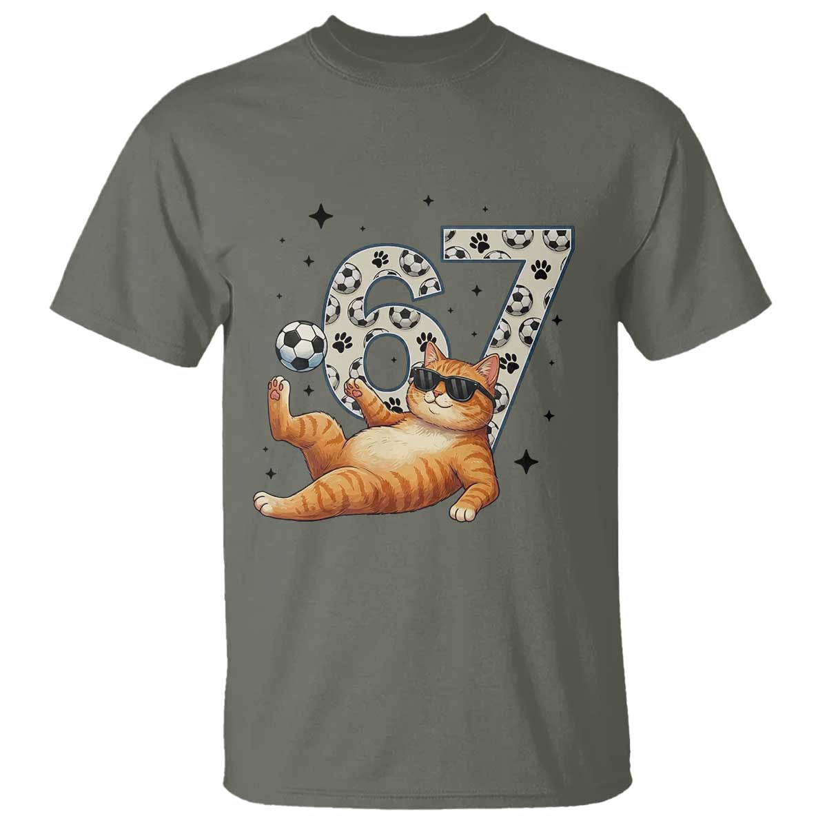Funny Cat Playing Soccer T Shirt Six Seven Meme