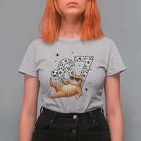 Funny Cat Playing Soccer T Shirt For Women Six Seven Meme