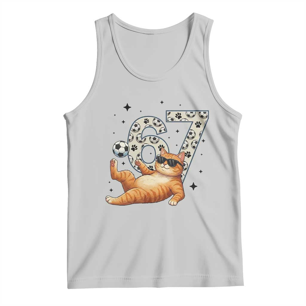 Funny Cat Playing Soccer Tank Top Six Seven Meme