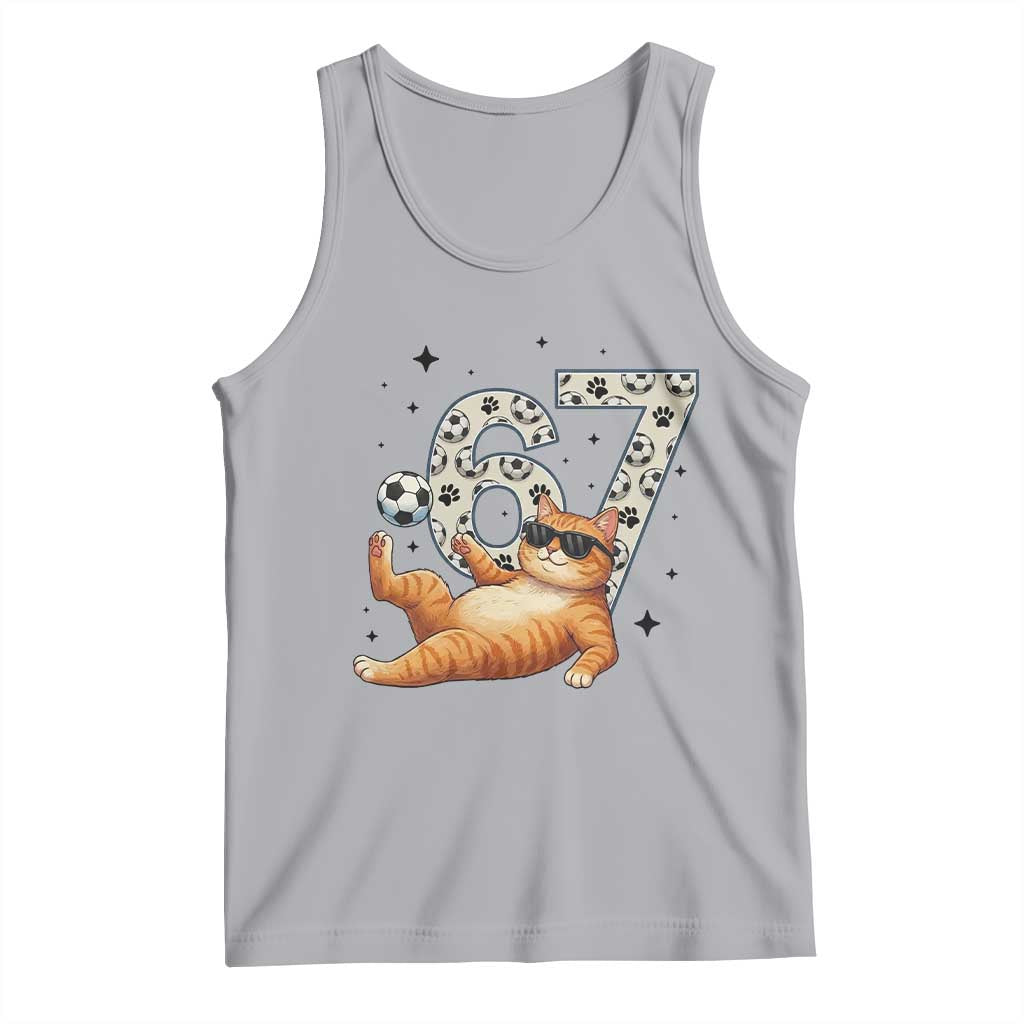 Funny Cat Playing Soccer Tank Top Six Seven Meme