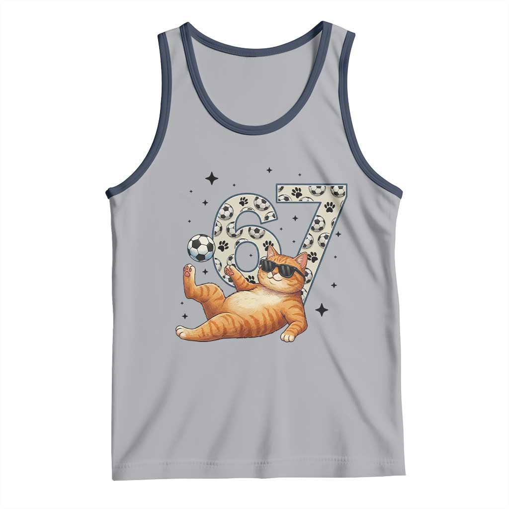 Funny Cat Playing Soccer Tank Top Six Seven Meme