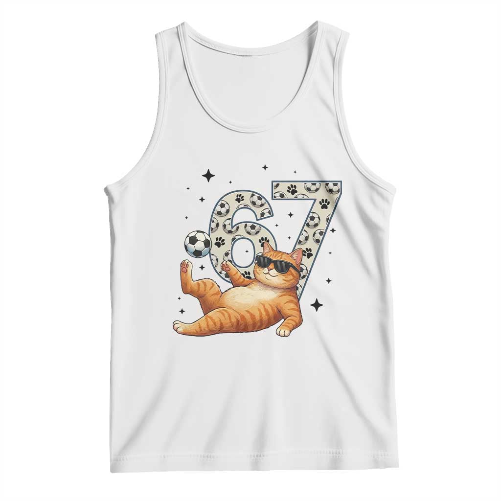 Funny Cat Playing Soccer Tank Top Six Seven Meme
