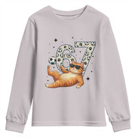 Funny Cat Playing Soccer Youth Sweatshirt Six Seven Meme
