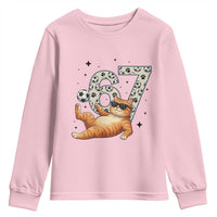 Funny Cat Playing Soccer Youth Sweatshirt Six Seven Meme