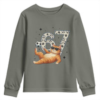 Funny Cat Playing Soccer Youth Sweatshirt Six Seven Meme