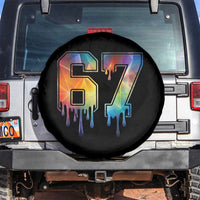 Funny Six Seven Prism Effect Printed Meme Spare Tire Cover