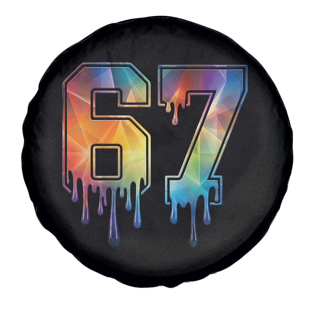 Funny Six Seven Prism Effect Printed Meme Spare Tire Cover