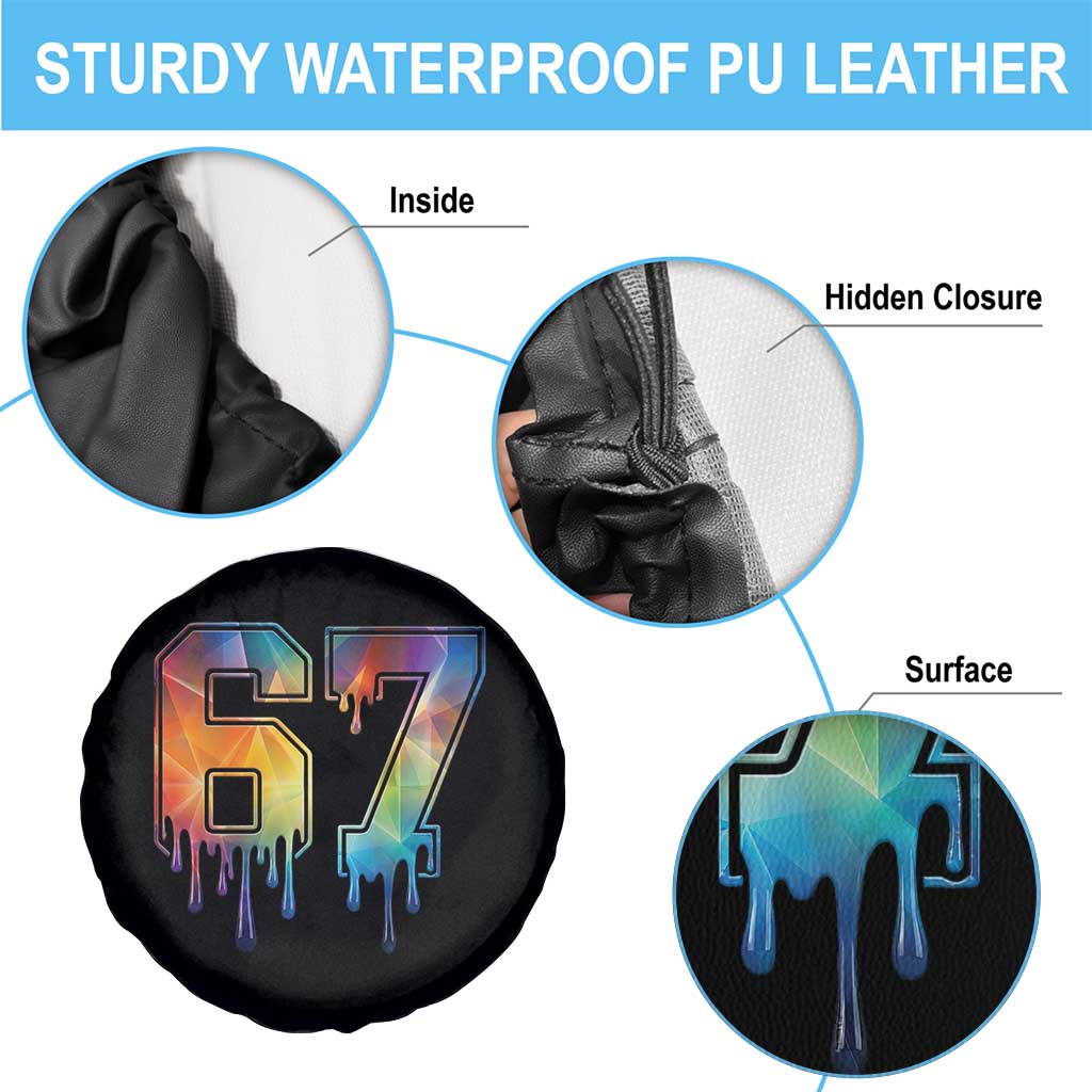 Funny Six Seven Prism Effect Printed Meme Spare Tire Cover
