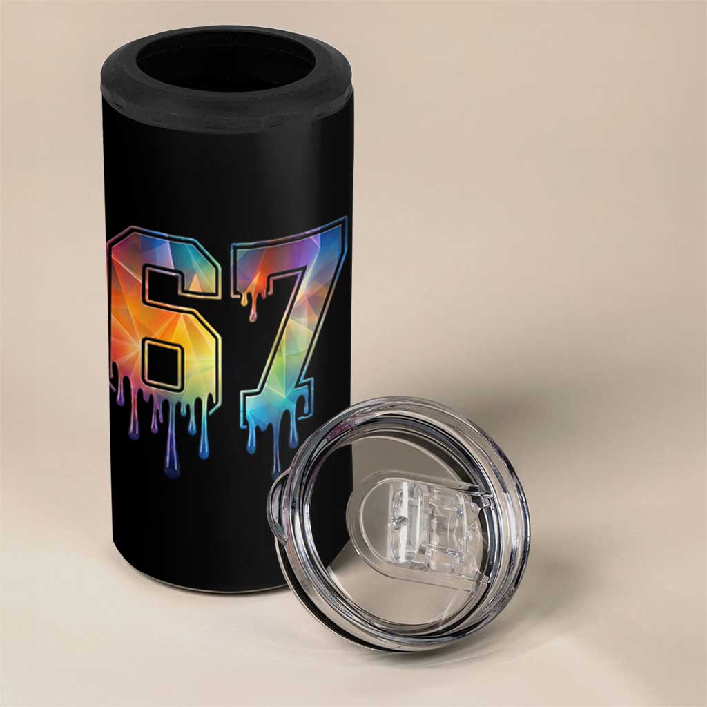 Funny Six Seven Prism Effect Printed Meme 4 in 1 Can Cooler Tumbler