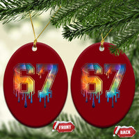 Funny Six Seven Prism Effect Printed Meme Ceramic Ornament