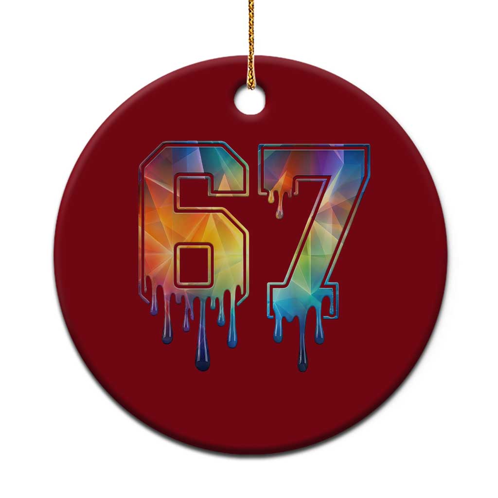 Funny Six Seven Prism Effect Printed Meme Ceramic Ornament