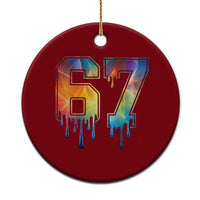 Funny Six Seven Prism Effect Printed Meme Ceramic Ornament