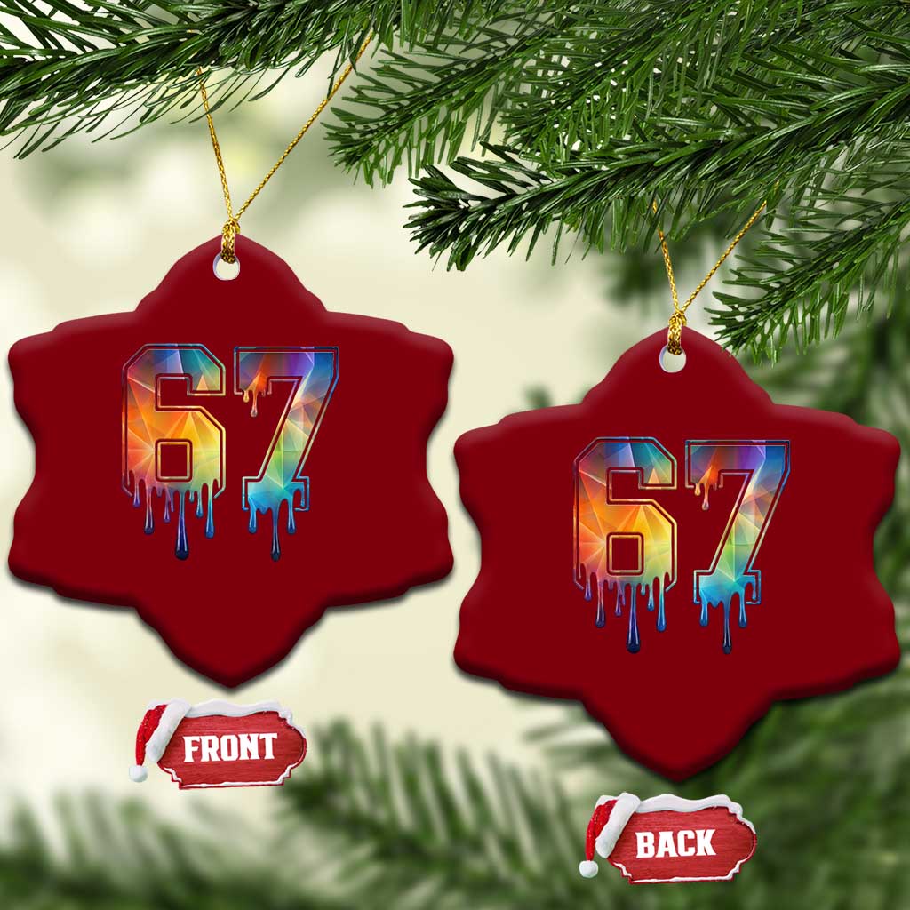 Funny Six Seven Prism Effect Printed Meme Ceramic Ornament