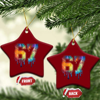 Funny Six Seven Prism Effect Printed Meme Ceramic Ornament