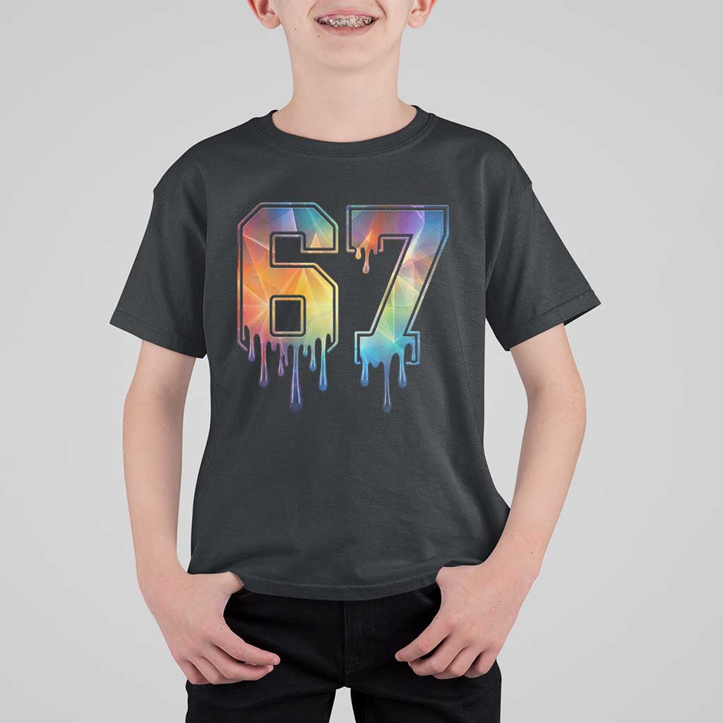 Funny Six Seven Prism Effect Printed Meme T Shirt For Kid
