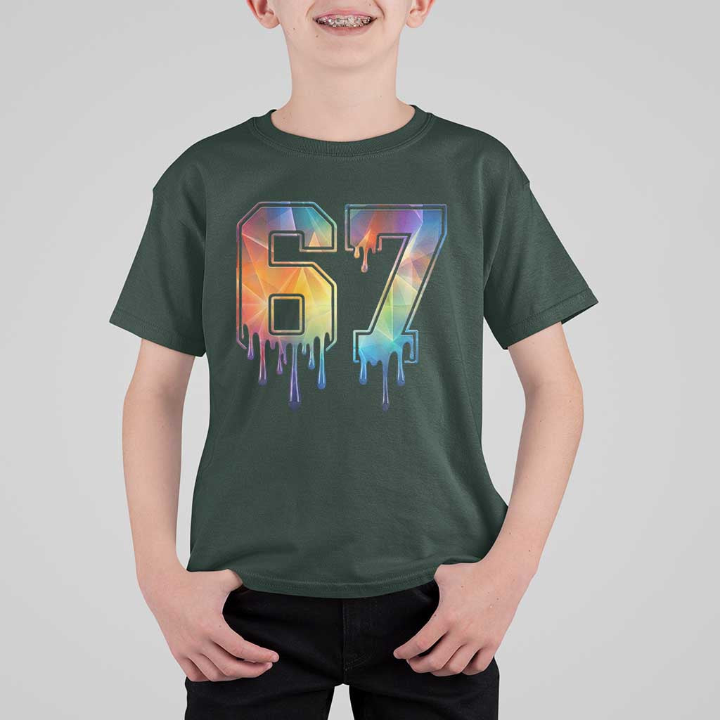 Funny Six Seven Prism Effect Printed Meme T Shirt For Kid