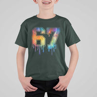 Funny Six Seven Prism Effect Printed Meme T Shirt For Kid