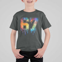 Funny Six Seven Prism Effect Printed Meme T Shirt For Kid