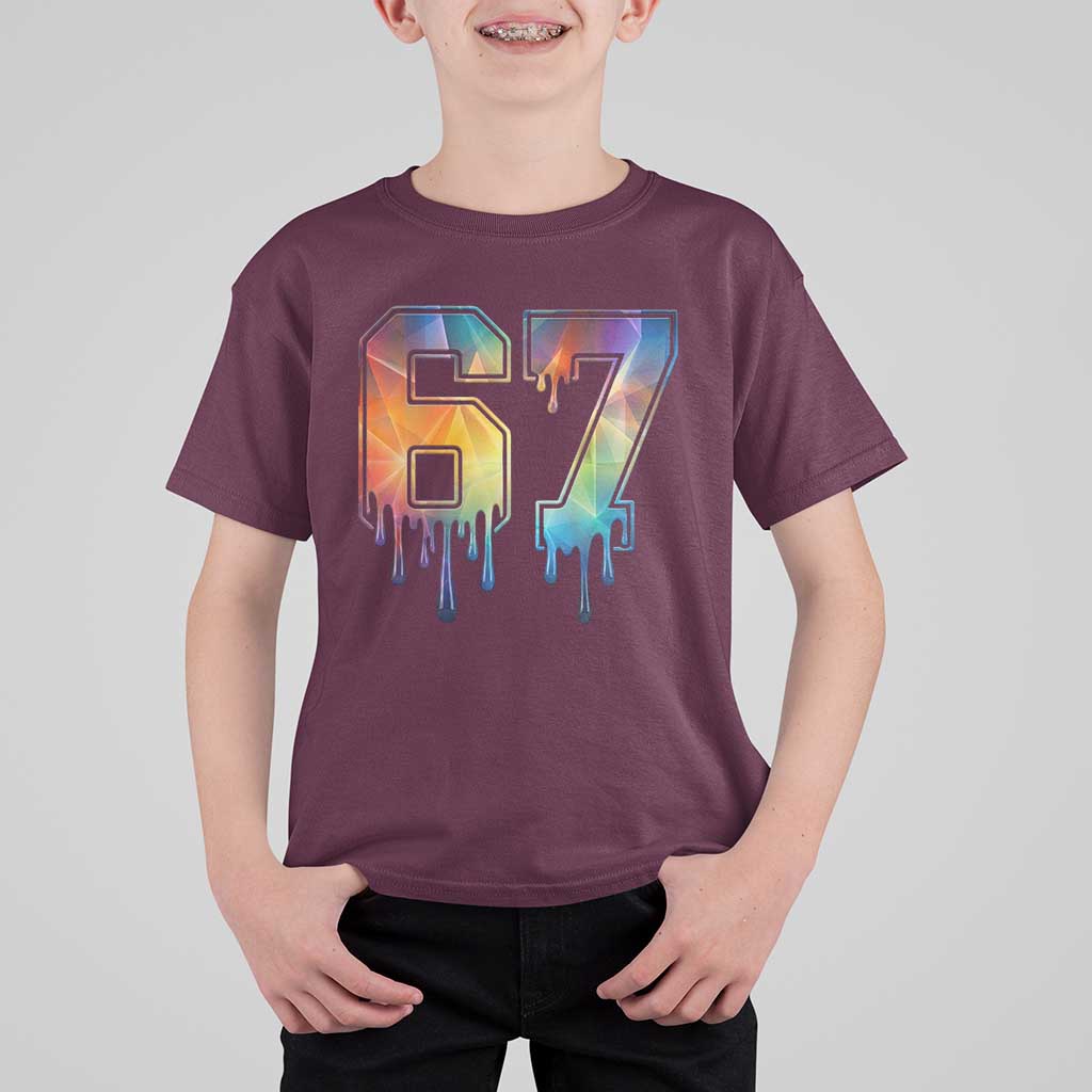Funny Six Seven Prism Effect Printed Meme T Shirt For Kid