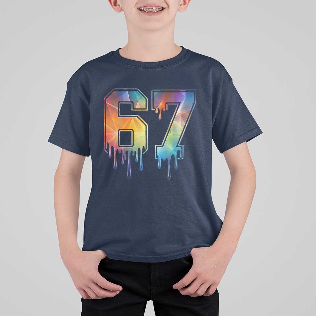 Funny Six Seven Prism Effect Printed Meme T Shirt For Kid