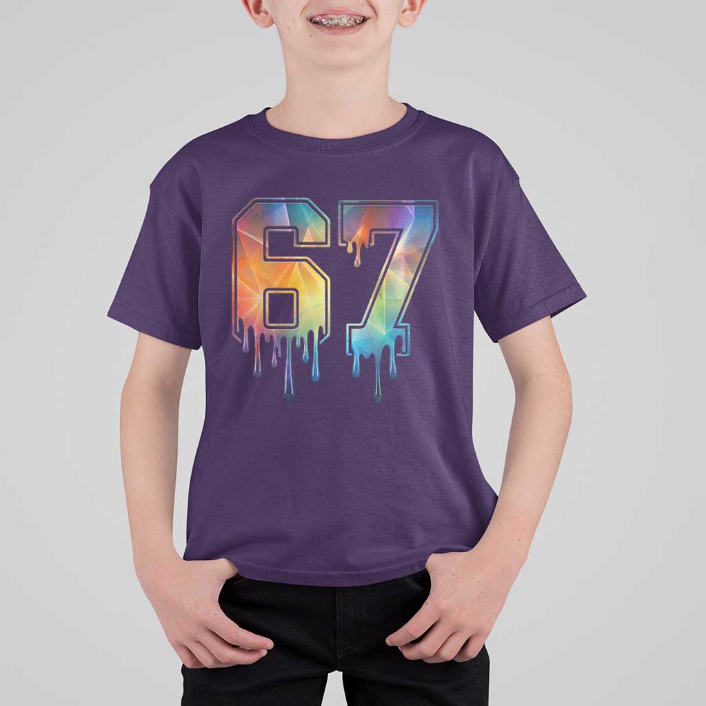 Funny Six Seven Prism Effect Printed Meme T Shirt For Kid