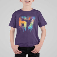Funny Six Seven Prism Effect Printed Meme T Shirt For Kid
