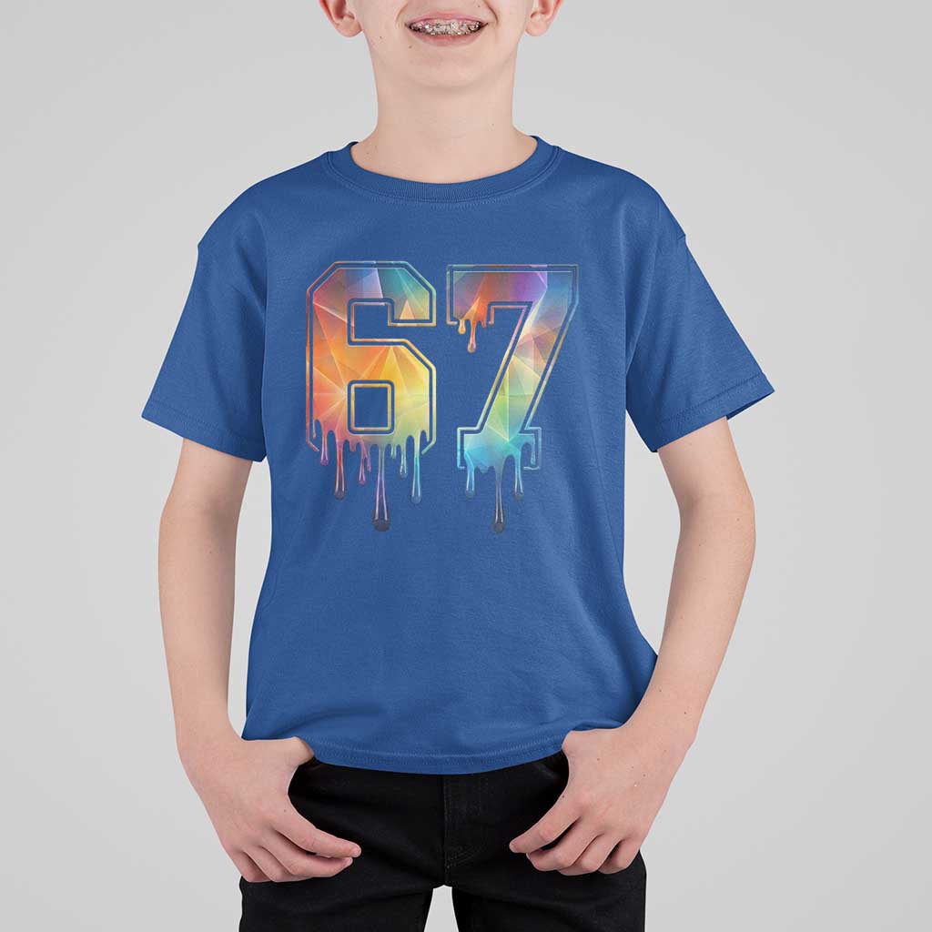 Funny Six Seven Prism Effect Printed Meme T Shirt For Kid